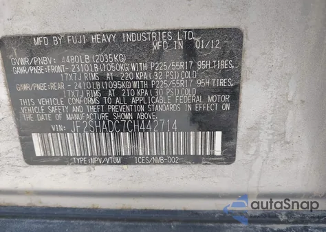 2012 Subaru Forester 2.5X Premium from USA, damaged, VIN JF2SHADC7CH442714